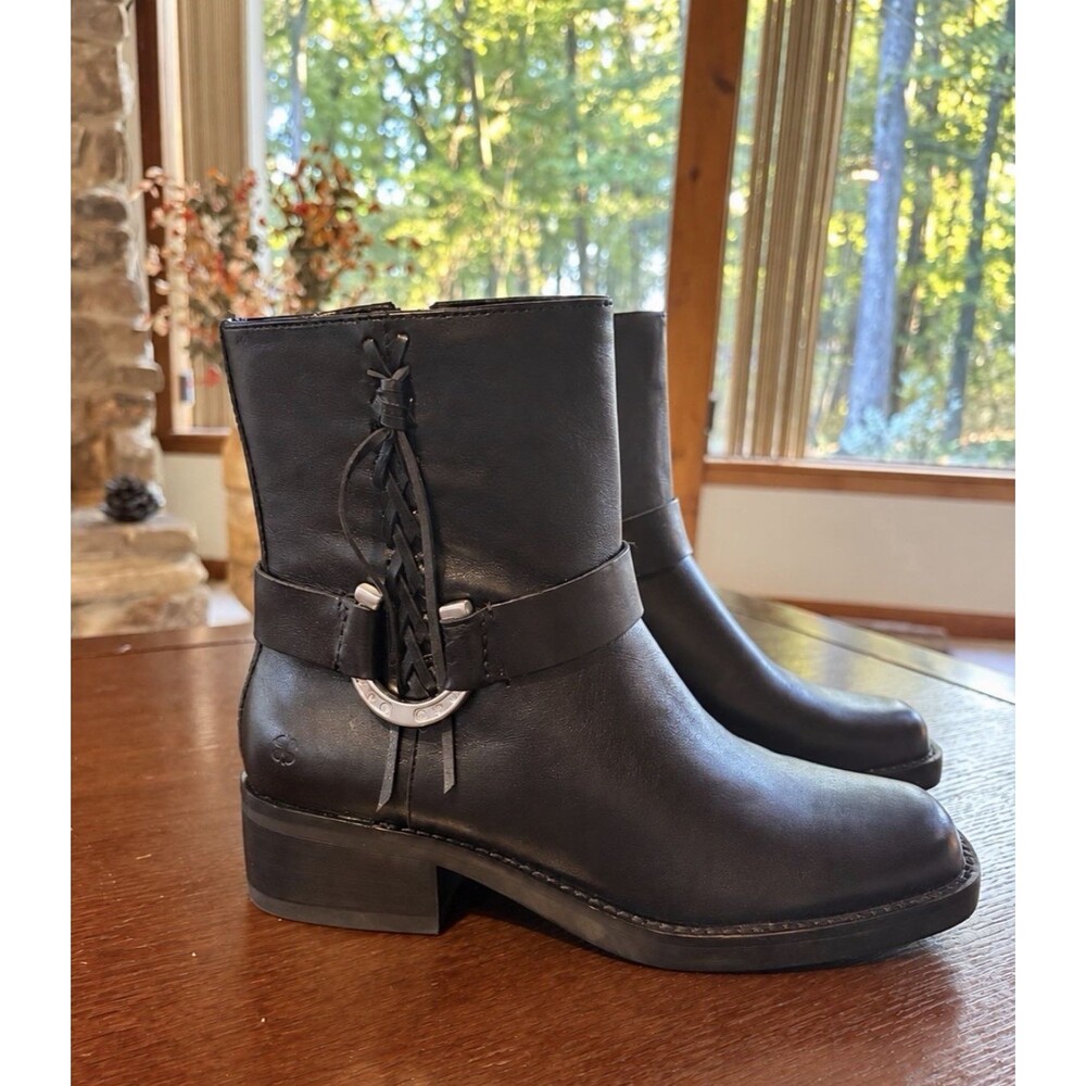 Lucky Brand Kamany Black Zenith Leather Size 8M Moto Boots New in Box
